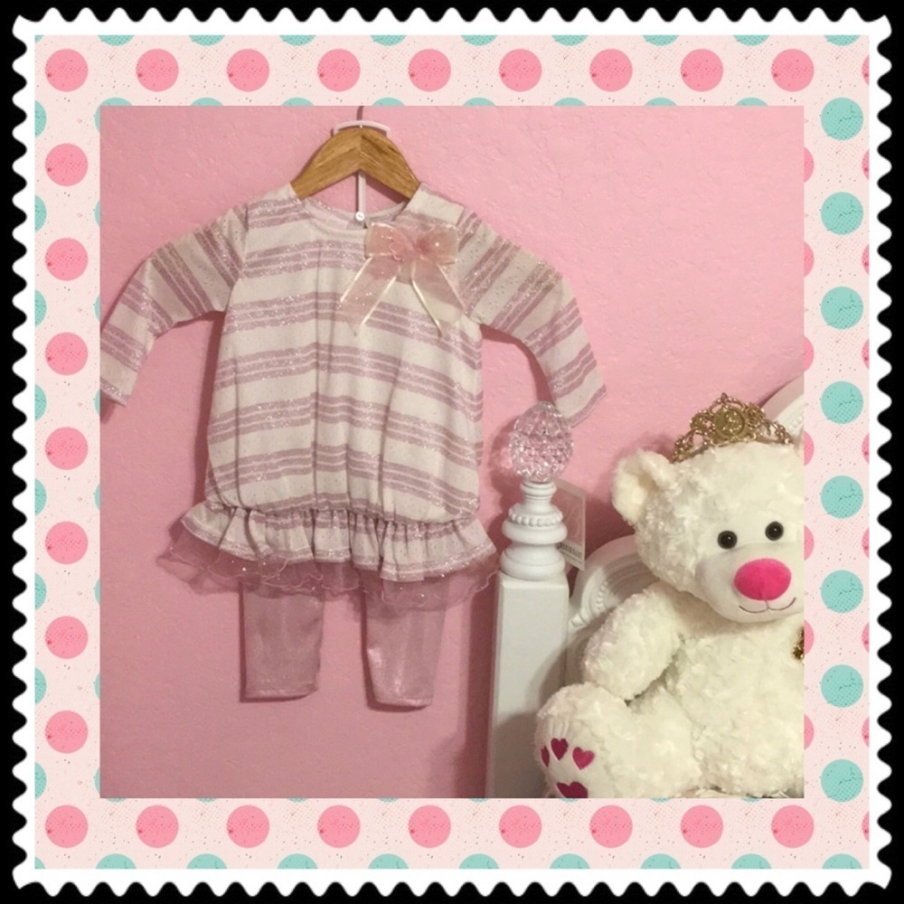 Bonnie Baby (18M) NWT gorgeous 2 piece set pink white striped